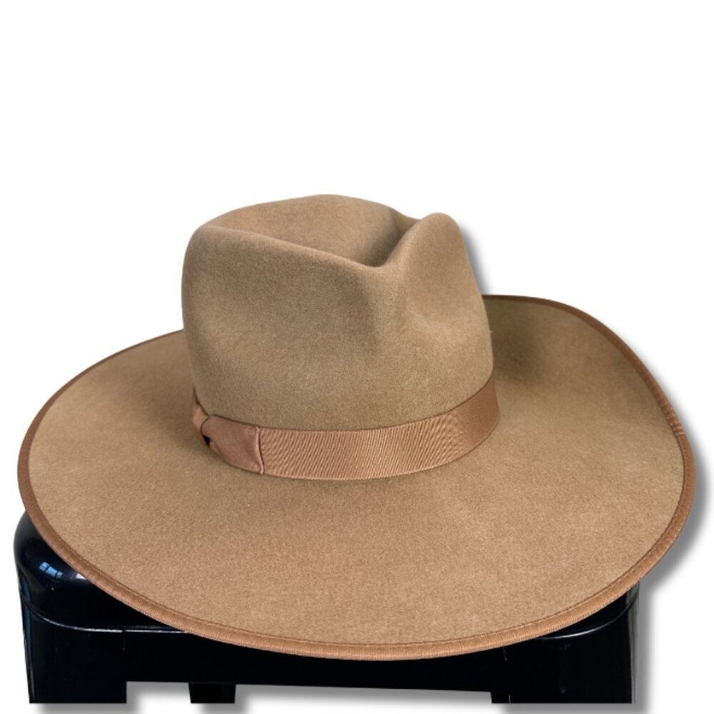 Lack Of Color Wide Brim Felt Fedora in Camel